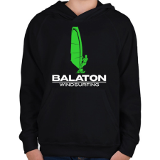 PRINTFASHION Balaton windsurfing - Gyerek kapucnis pulóver - Fekete gyerek pulóver, kardigán