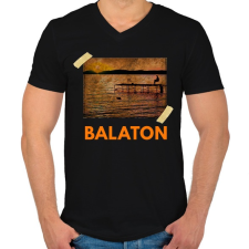 PRINTFASHION balatoni naplemente - Férfi V-nyakú póló - Fekete férfi póló