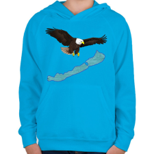 PRINTFASHION Balatoni sas - Gyerek kapucnis pulóver - Azúrkék gyerek pulóver, kardigán