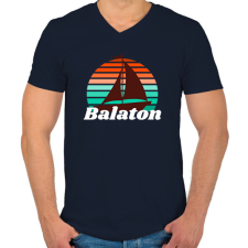 PRINTFASHION Balatoni vitorlás - Férfi V-nyakú póló - Sötétkék férfi póló