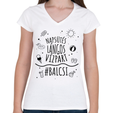 PRINTFASHION #Balcsi - Női V-nyakú póló - Fehér