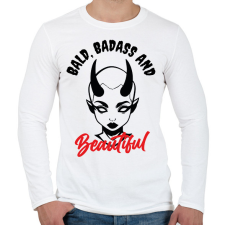 PRINTFASHION Bald, badass & beautiful - Férfi hosszú ujjú póló - Fehér férfi póló