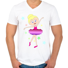 PRINTFASHION Balerina - Férfi V-nyakú póló - Fehér