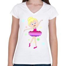 PRINTFASHION Balerina - Női V-nyakú póló - Fehér női póló