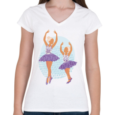 PRINTFASHION Balett - Női V-nyakú póló - Fehér női póló