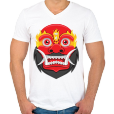 PRINTFASHION Bali Maszk - Férfi V-nyakú póló - Fehér férfi póló