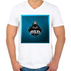 PRINTFASHION Bálint és Dávid Gaming Logo - Férfi V-nyakú póló - Fehér