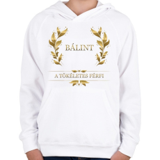 PRINTFASHION Bálint - Gyerek kapucnis pulóver - Fehér