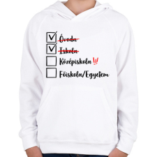 PRINTFASHION Ballagás Iskola fekete - Gyerek kapucnis pulóver - Fehér gyerek pulóver, kardigán