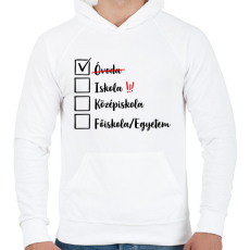 PRINTFASHION Ballagás óvoda fekete - Férfi kapucnis pulóver - Fehér