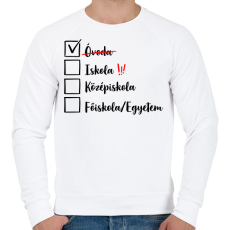 PRINTFASHION Ballagás óvoda fekete - Férfi pulóver - Fehér
