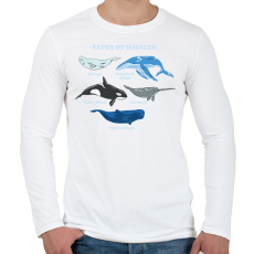 PRINTFASHION Bálna fajták - Férfi hosszú ujjú póló - Fehér