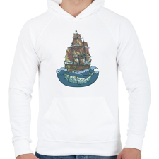 PRINTFASHION Bálnahajó - Férfi kapucnis pulóver - Fehér férfi pulóver, kardigán