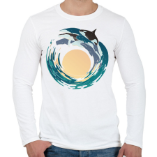 PRINTFASHION Bálnák - Férfi hosszú ujjú póló - Fehér férfi póló