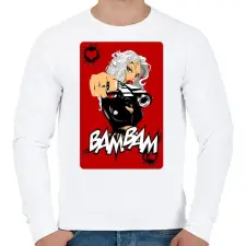PRINTFASHION Bam Bam - Férfi pulóver - Fehér férfi pulóver, kardigán