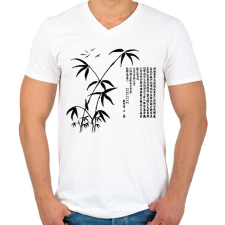 PRINTFASHION bambusz - Férfi V-nyakú póló - Fehér férfi póló