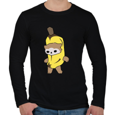 PRINTFASHION Banán cica mém - Férfi hosszú ujjú póló - Fekete