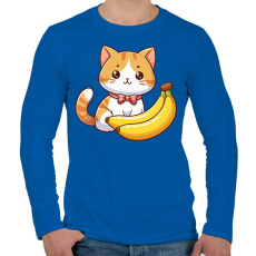 PRINTFASHION Banános cica - Férfi hosszú ujjú póló - Királykék