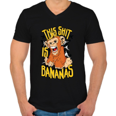 PRINTFASHION Banános maki - Férfi V-nyakú póló - Fekete