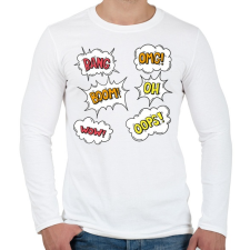 PRINTFASHION bang boom omg oops - Férfi hosszú ujjú póló - Fehér férfi póló