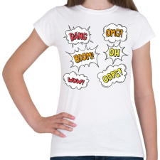 PRINTFASHION bang boom omg oops - Női póló - Fehér női póló