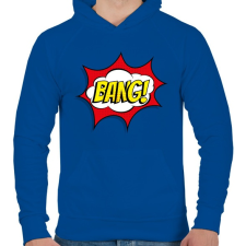 PRINTFASHION Bang! - Férfi kapucnis pulóver - Királykék férfi pulóver, kardigán