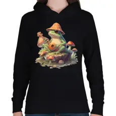 PRINTFASHION Banjos béka - Női kapucnis pulóver - Fekete