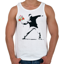 PRINTFASHION Banksy - Kalocsai csokor - Férfi atléta - Fehér atléta, trikó