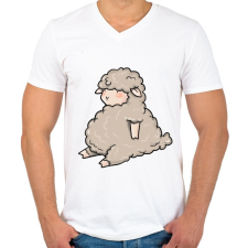 PRINTFASHION Bárány - Férfi V-nyakú póló - Fehér férfi póló