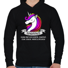PRINTFASHION Barátnő unikornis - Férfi kapucnis pulóver - Fekete férfi pulóver, kardigán