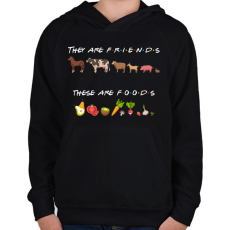 PRINTFASHION Barátok és ételek - Gyerek kapucnis pulóver - Fekete