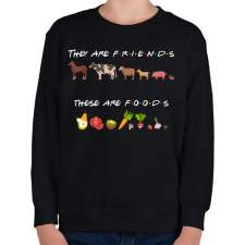 PRINTFASHION Barátok és ételek - Gyerek pulóver - Fekete gyerek pulóver, kardigán