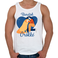 PRINTFASHION Baratok orokke - kutyas - Férfi atléta - Fehér