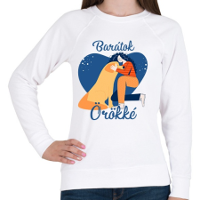PRINTFASHION Baratok orokke - kutyas - Női pulóver - Fehér női pulóver, kardigán