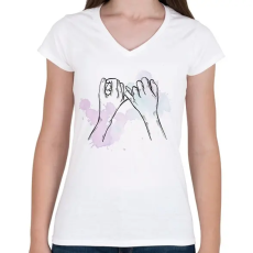 PRINTFASHION Barátok örökké - Női V-nyakú póló - Fehér