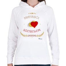 PRINTFASHION Barátság - szerelem - Női kapucnis pulóver - Fehér