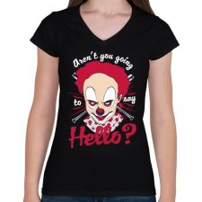 PRINTFASHION Barátságos bohóc - Női V-nyakú póló - Fekete női póló