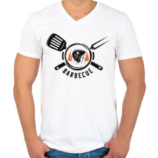 PRINTFASHION Barbecue - Férfi V-nyakú póló - Fehér férfi póló