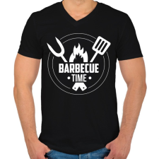 PRINTFASHION Barbecue time - Férfi V-nyakú póló - Fekete férfi póló
