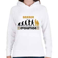 PRINTFASHION Barber evolution - Női kapucnis pulóver - Fehér női pulóver, kardigán