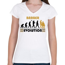 PRINTFASHION Barber evolution - Női V-nyakú póló - Fehér női póló