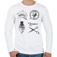 PRINTFASHION barber - Férfi hosszú ujjú póló - Fehér
