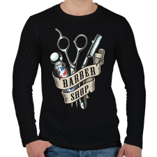 PRINTFASHION Barber - Férfi hosszú ujjú póló - Fekete férfi póló