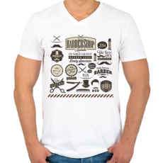 PRINTFASHION barber flyer - Férfi V-nyakú póló - Fehér