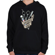 PRINTFASHION Barber - Gyerek kapucnis pulóver - Fekete