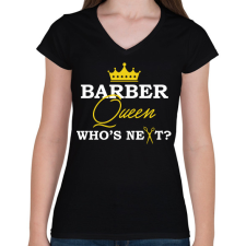 PRINTFASHION Barber Queen - Női V-nyakú póló - Fekete női póló