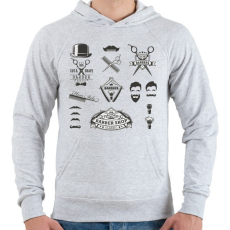 PRINTFASHION barber shop flyer - Férfi kapucnis pulóver - Sport szürke