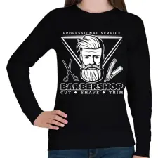 PRINTFASHION Barbershop 4 - Női pulóver - Fekete női pulóver, kardigán