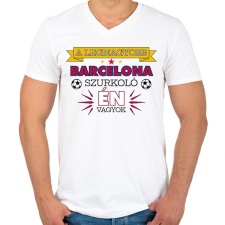 PRINTFASHION Barcelona szurkoló - Férfi V-nyakú póló - Fehér férfi póló