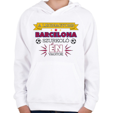 PRINTFASHION Barcelona szurkoló - Gyerek kapucnis pulóver - Fehér gyerek pulóver, kardigán